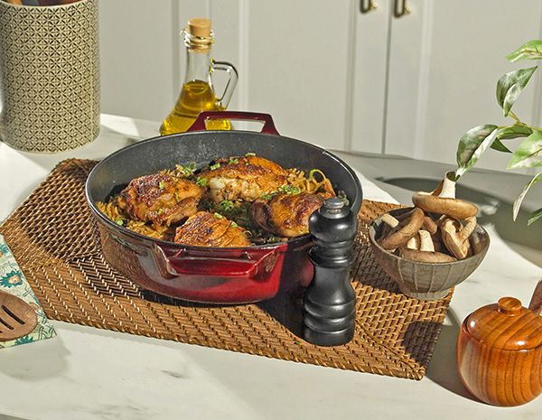 A chicken orzo recipe made in one pan with Lee Kum Kee oyster sauce.