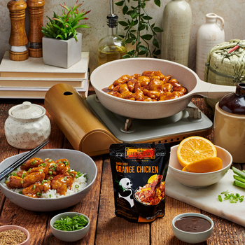 An easy orange chicken recipe made with Lee Kum Kee Panda Brand Sauce for Orange Chicken.