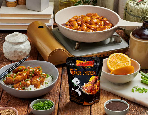 An easy orange chicken recipe made with Lee Kum Kee Panda Brand Sauce for Orange Chicken.