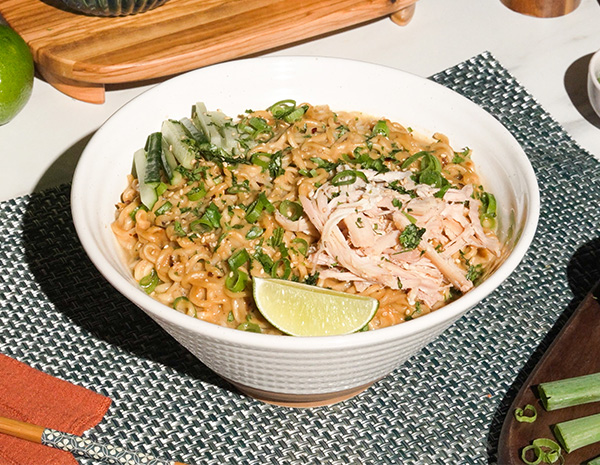 A peanut butter ramen version of an instant ramen recipe.