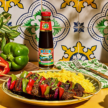 A beef skewers recipe done Chifa, or Peruvian Chinese, style.
