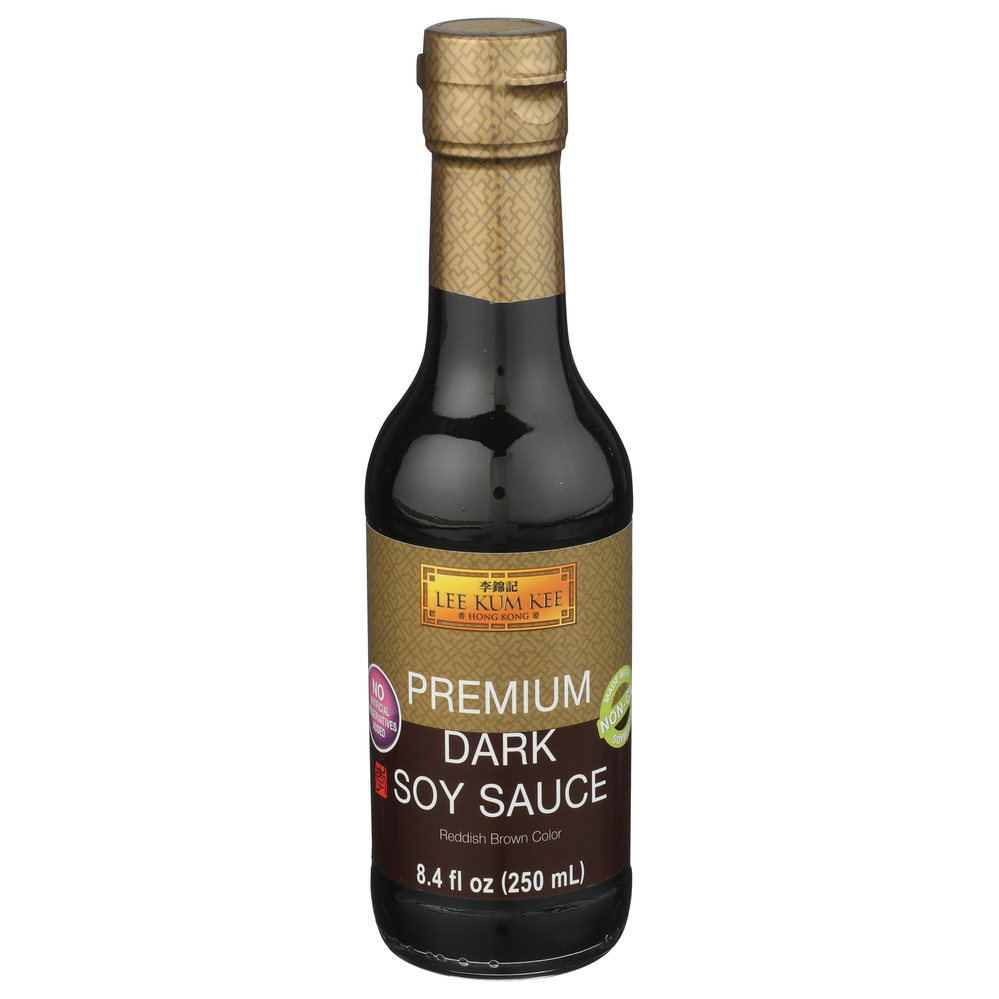 Premium Dark Soy Sauce by Lee Kum Kee, 250 mL bottle.