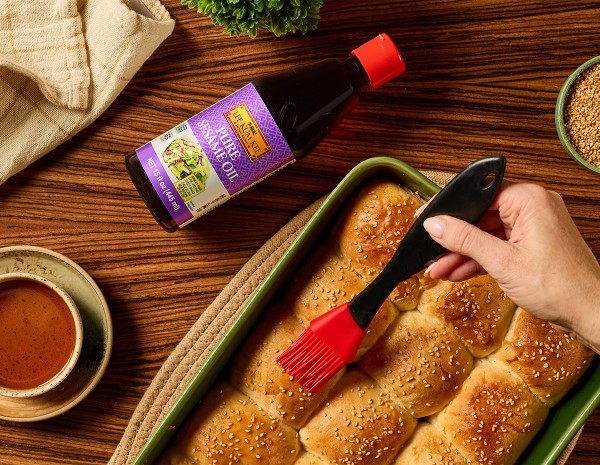 A pull apart milk bread recipe made with sesame oil for a unique fragrance.