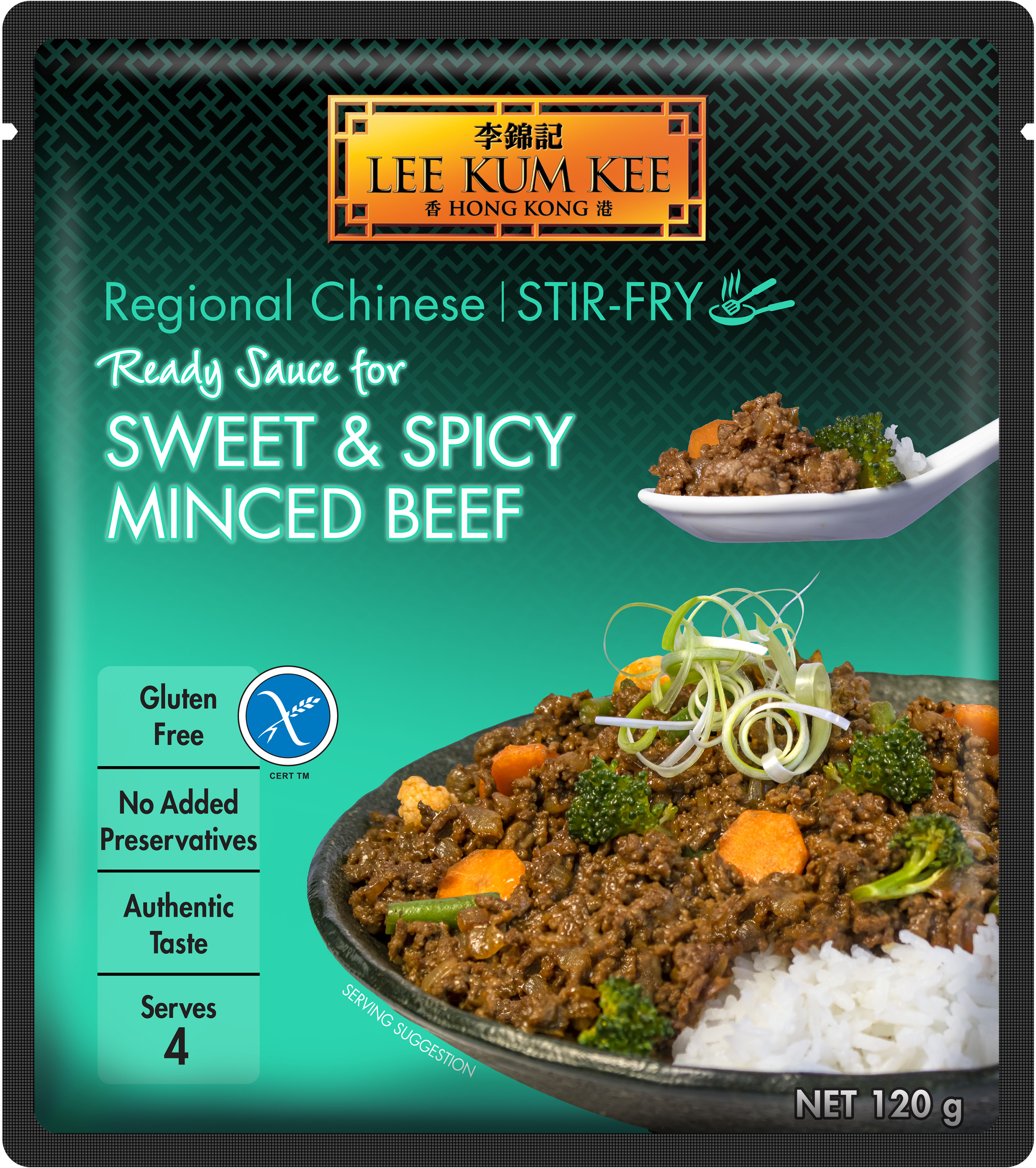 LI230194300171657LKKReadySauceSweetSpicyMincedBeef120gPouch3Dft