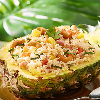 Recetas Sofrito de Arroz de Coliflor con Piña y Tocino S