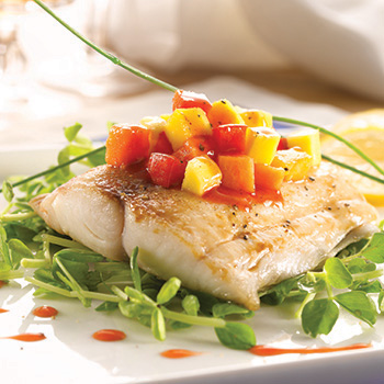 Pan Seared Swordfish with a Oriental BBQ Fruit Salsa