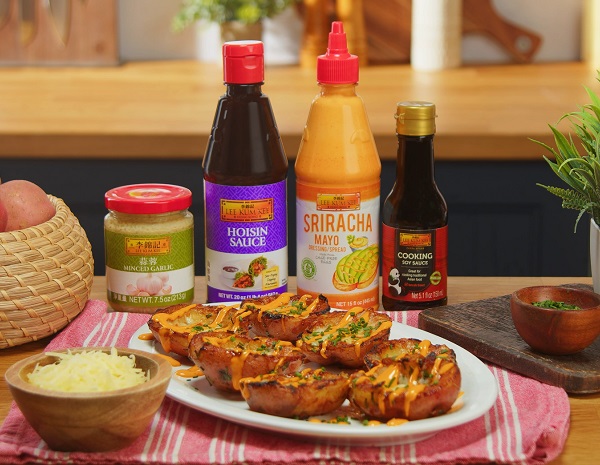 A plate of Lee Kum Kee’s prepared best potato skins from a delicious Asian-style recipe