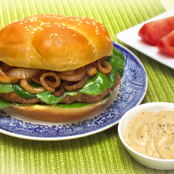 Recipe Blue Cheese Turkey Burger with Lee Kum Kee Premium Oyster Flavored Sauce