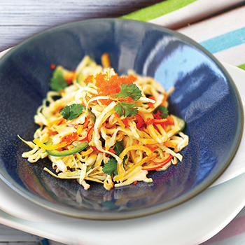 A bowl of spicy cabbage salad mix from Lee Kum Kee’s recipe