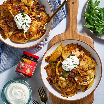 Recipe Cheese Pierogies with Chili Onion Butter Sauce S