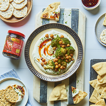 Chili Crisp Broccoli and Labneh Dip