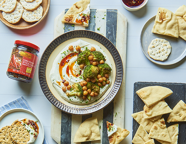 Chili Crisp Broccoli and Labneh Dip