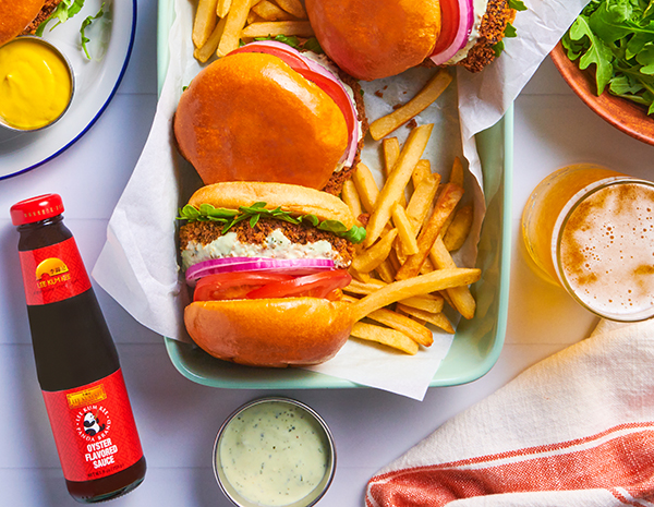 Recipe Crispy Mushroom Burger with Zesty Cilantro Aioli