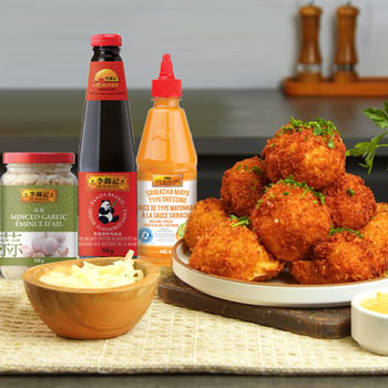 A fried mac and cheese balls recipe with a extra umami punch from Lee Kum Kee Oyster Sauce.