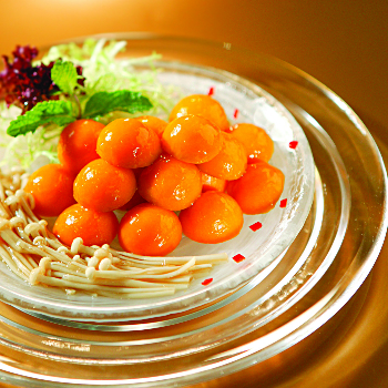 Recipe Pumpkin Balls with Enoki Mushrooms