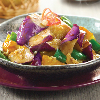 Recipe Stir Fried Eggplant, Potato and Green Bell Pepper
