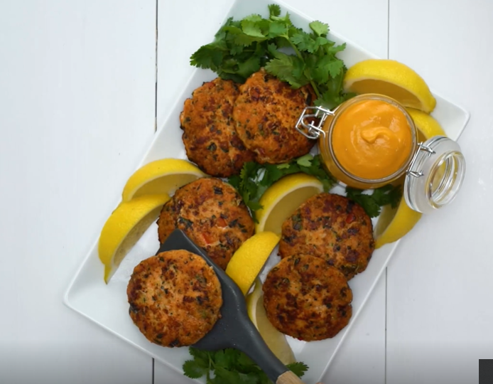 A beautiful plate of prepared Thai salmon cakes from Lee Kum Kee’s best recipe