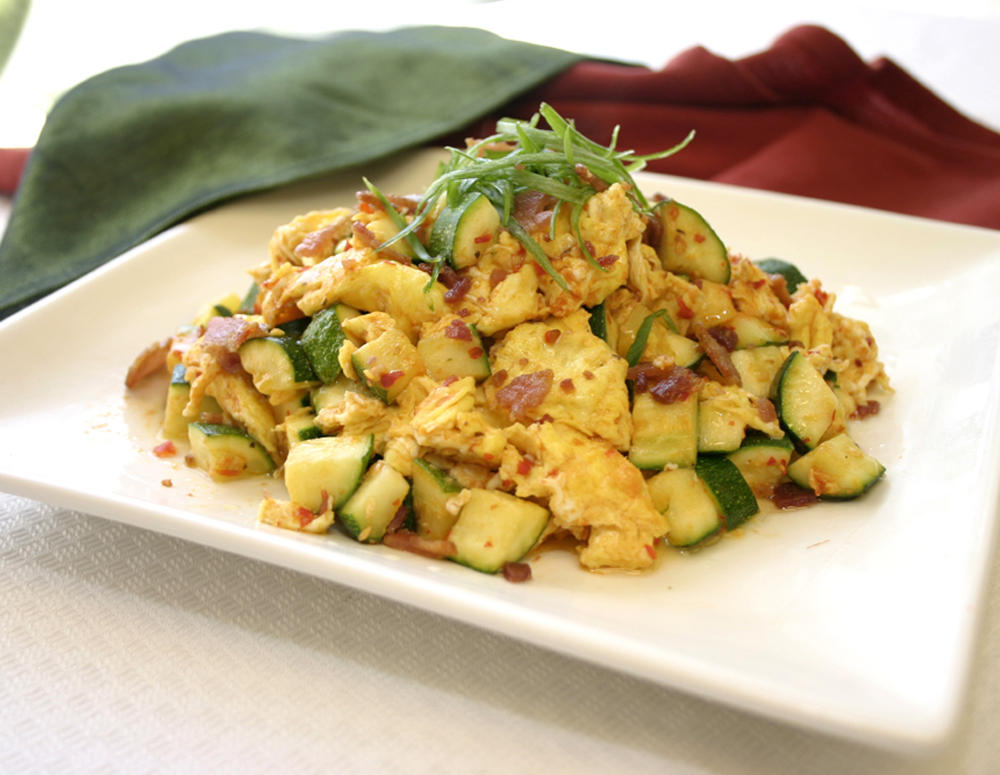 Recipe Zucchini Scrambled Eggs and Bacon