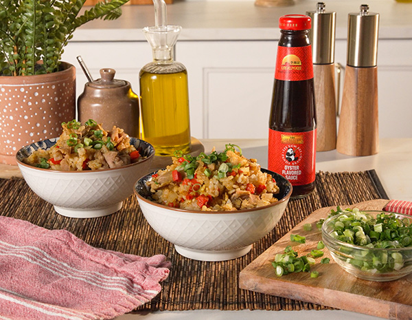 A rice cooker recipe for a Japanese curry rice recipe made with Lee Kum Kee sauces.