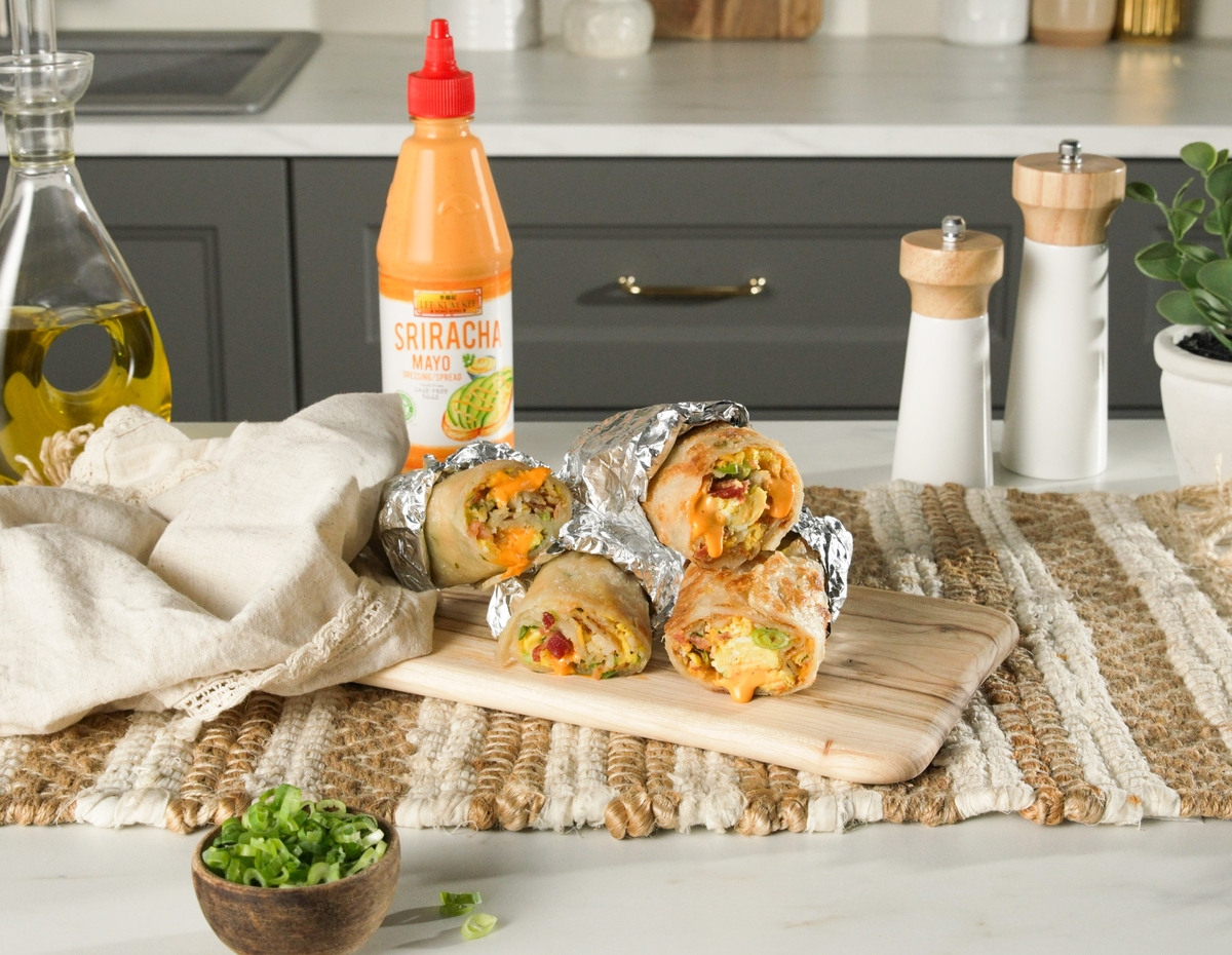 A scallion pancake breakfast burrito recipe made with Lee Kum Kee Sauces.