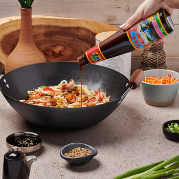 An easy seafood yaki udon recipe with Lee Kum Kee oyster sauce.