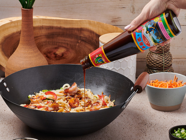 An easy seafood yaki udon recipe with Lee Kum Kee oyster sauce.