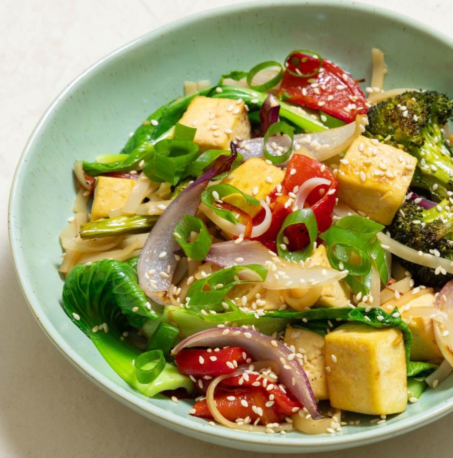 Sesame Tofu Noodle  Vegetable Tray Bake