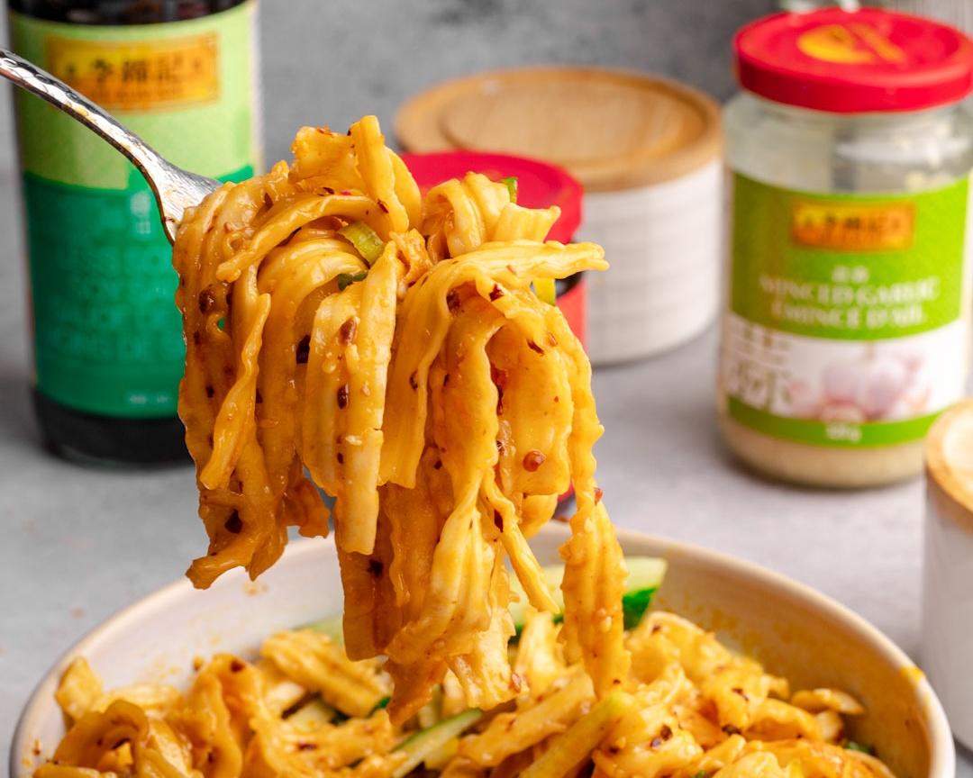 A soy garlic noodles recipe made with Lee Kum Kee sauces.