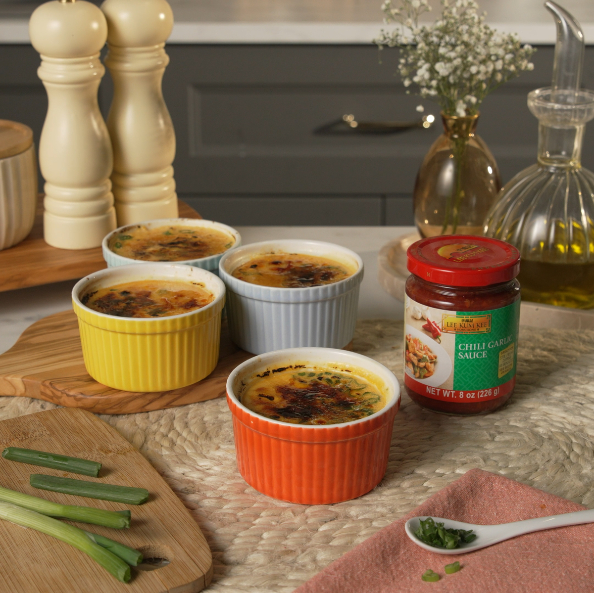 A spicy crab crème brulee recipe, perfect for a special meal occasion like Valentine's Day.