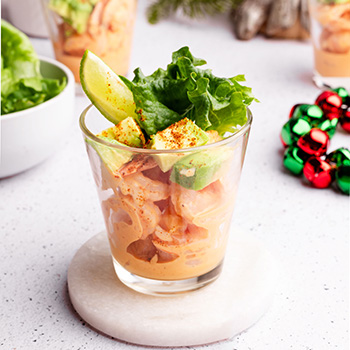 A spicy prawn cocktail recipe for a Christmas appetizer.