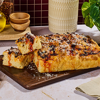 A spicy focaccia recipe with rosemary and sage.