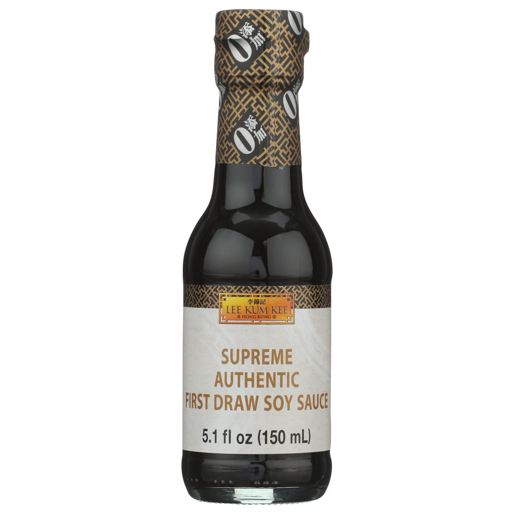 A 150mL bottle of Lee Kum Kee Supreme Authentic First Draw Soy Sauce.