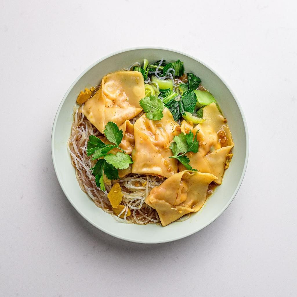 Sweetcorn  Prawn Wontons in Broth with Vermicelli