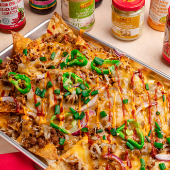 A teriyaki chicken inspired nachos recipe with Lee Kum Kee sauces.