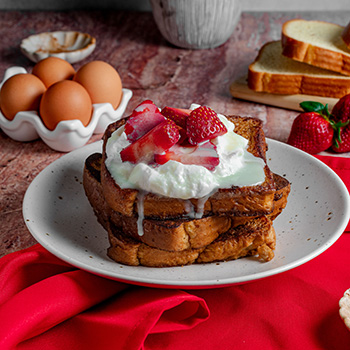 A French Toast recipe made with a Thai Tea custard.