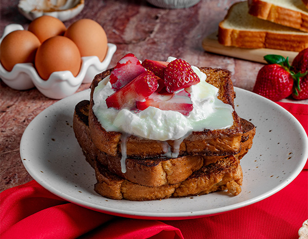 A French Toast recipe made with a Thai Tea custard.