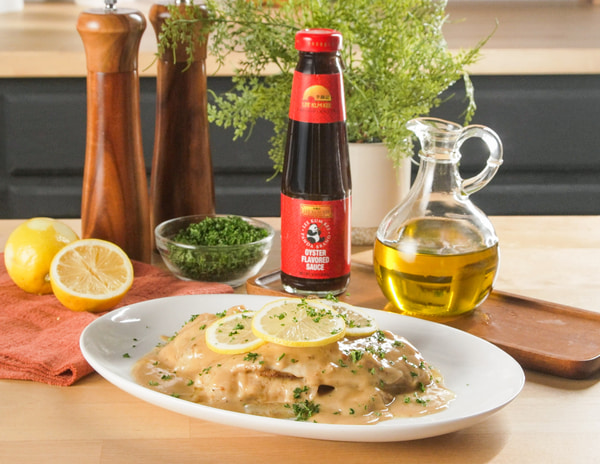A tilapia recipe with lemon butter sauce made with Lee Kum Kee oyster sauce.