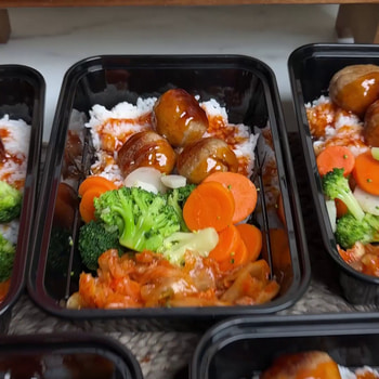 A turkey meatball recipe for meal prep rice bowls made with Lee Kum Kee sauces