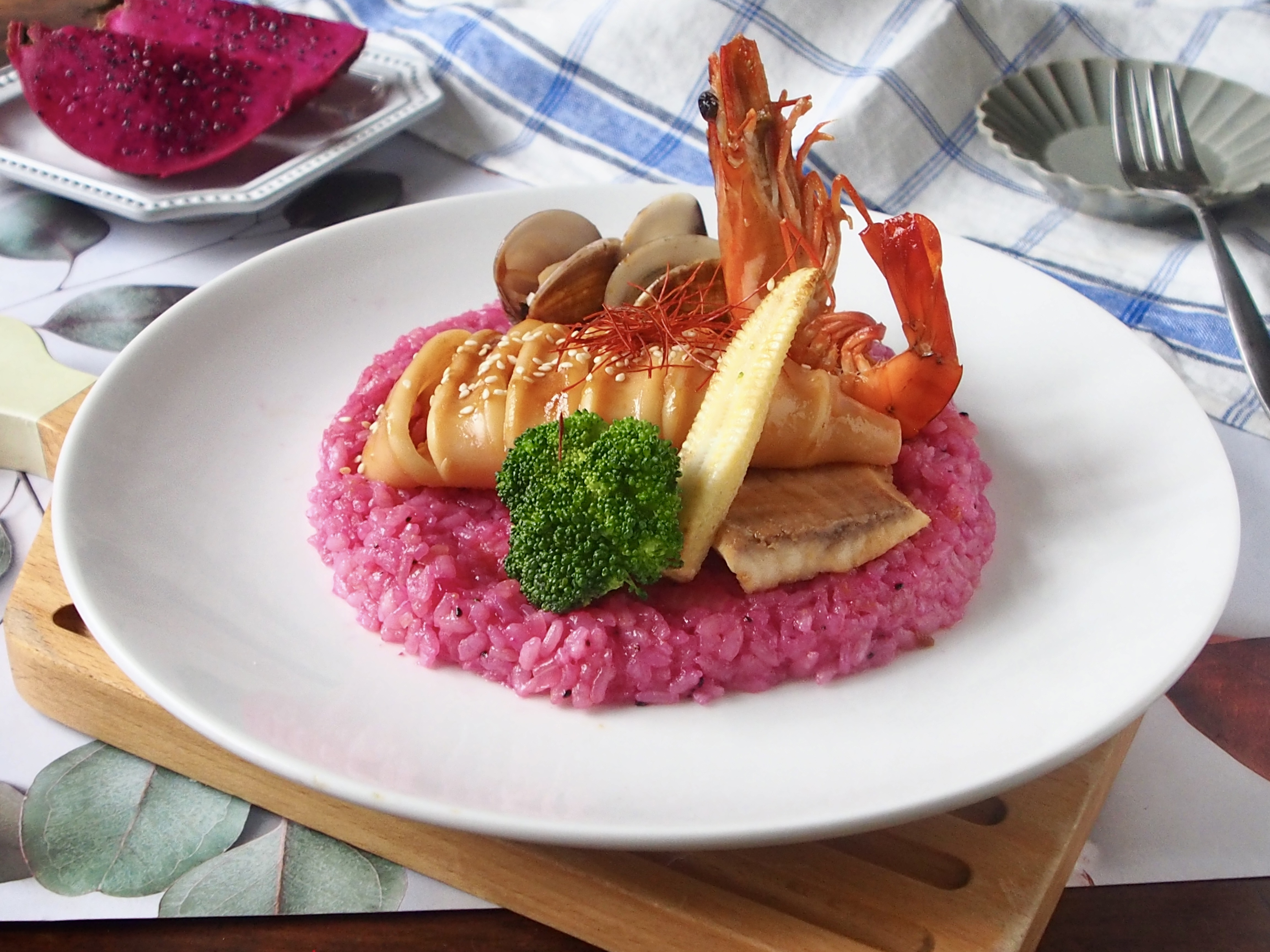 火龍果海鮮燉飯