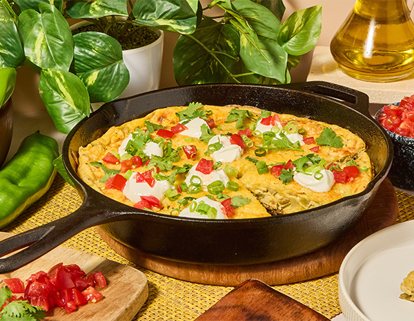 A vegetable frittata recipe featuring Hatch Green Chile.