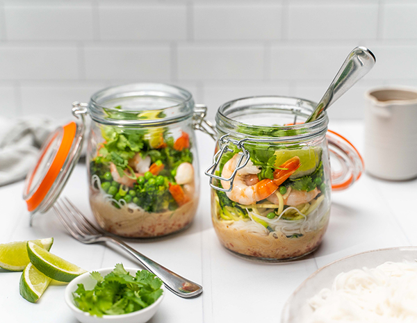 Web Res Gluten Free Prawn Pho Mason Jars with forks Landscape