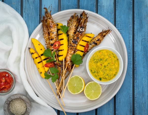 Web Res Teriyaki Ginger Prawns With Mango Dipping Sauce