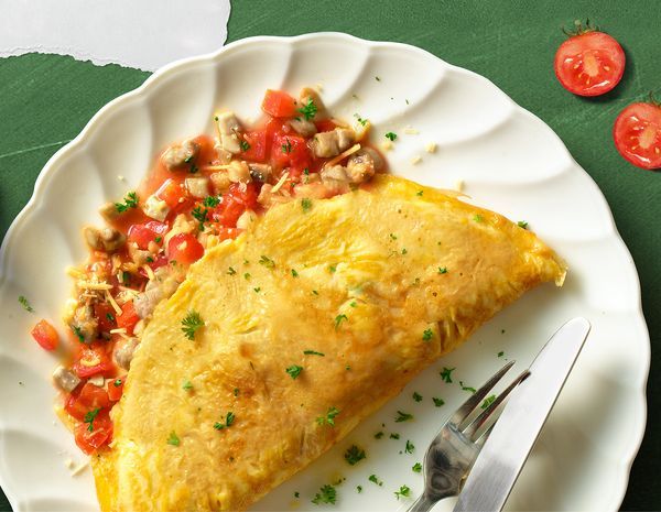 Omelet Ayam Jamur dengan Tomat