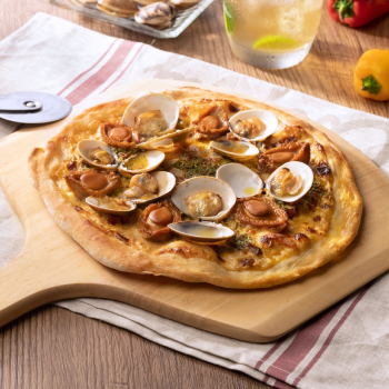 Abalone and Clam White Pizza with Thai Basil Pesto 350x350