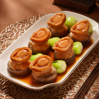 Abalone and Shrimp Paste Stuffed Mushrooms in Premium Oyster sauce