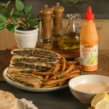 An arayes recipe for Lebanese style meat stuffed pitas featuring Lee Kum Kee Sauces
