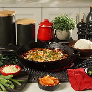 A cheesy Korean fire chicken recipe made with Lee Kum Kee sauces.