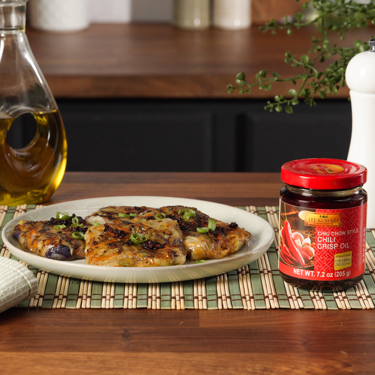 A crispy rice paper dumplings recipe with Lee Kum Kee chili crisp oil for dipping.