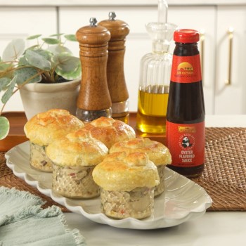 An easy chicken pot pie recipe in a mason jar packed with umami flavors.