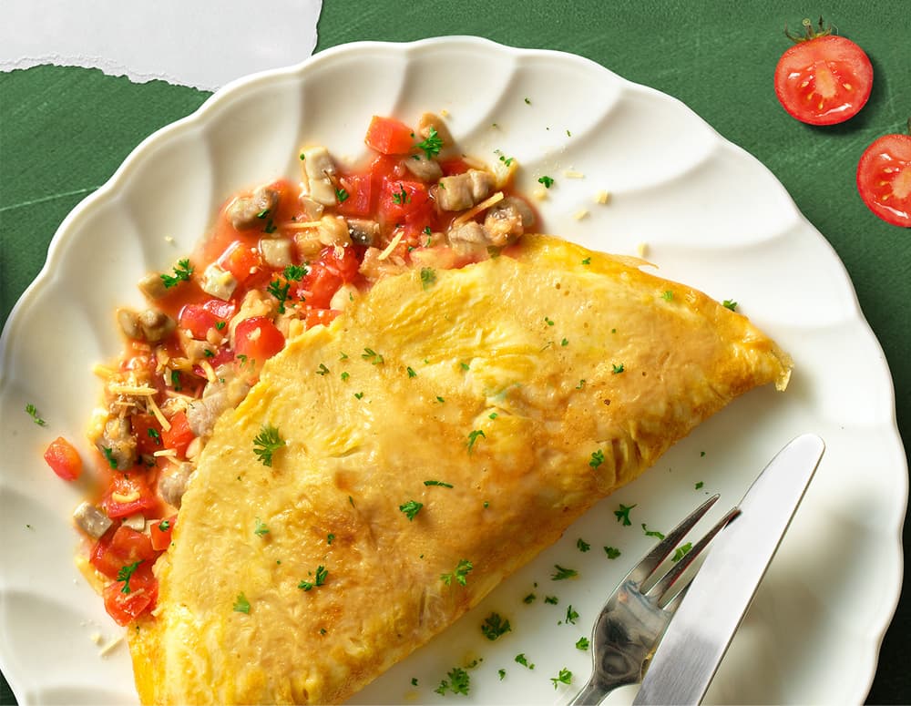 Recipe Chicken, Mushroom and Tomato Omelet